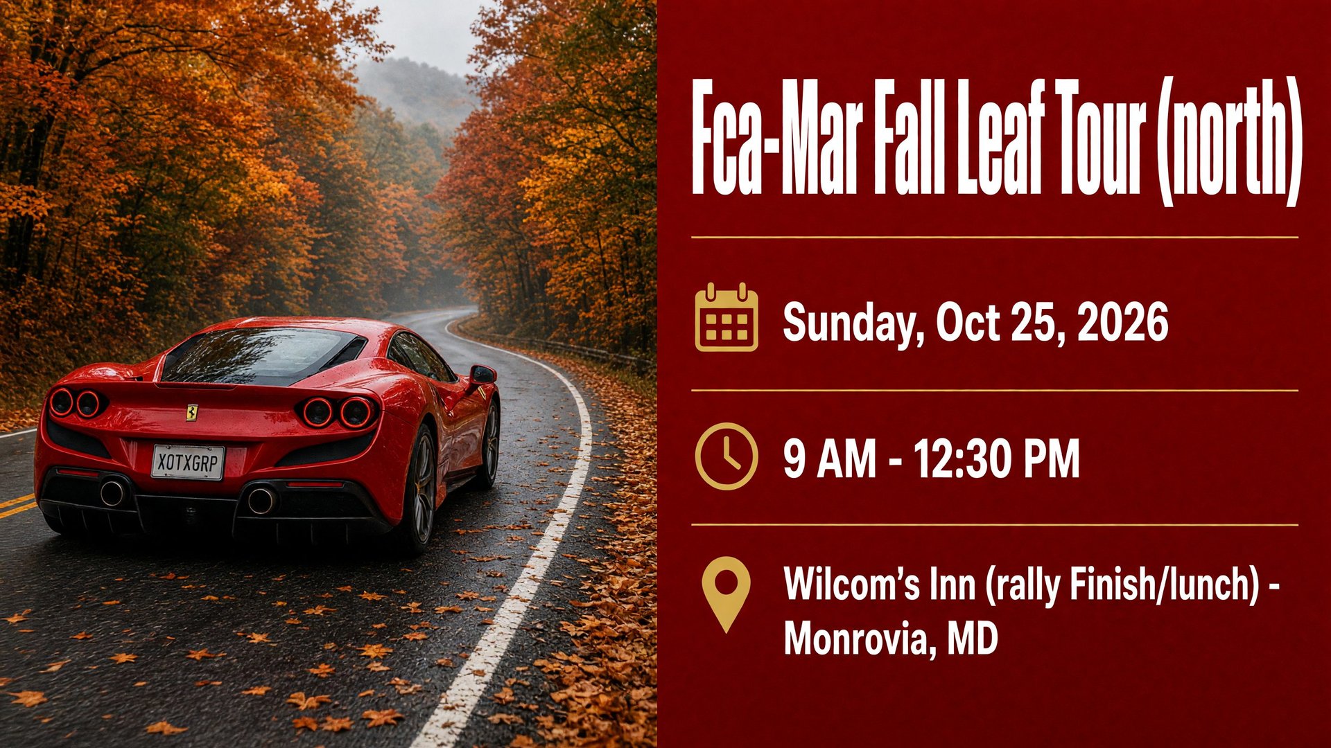 Fca-Mar Fall Leaf Tour (north) October 25 2026 Monrovia MD