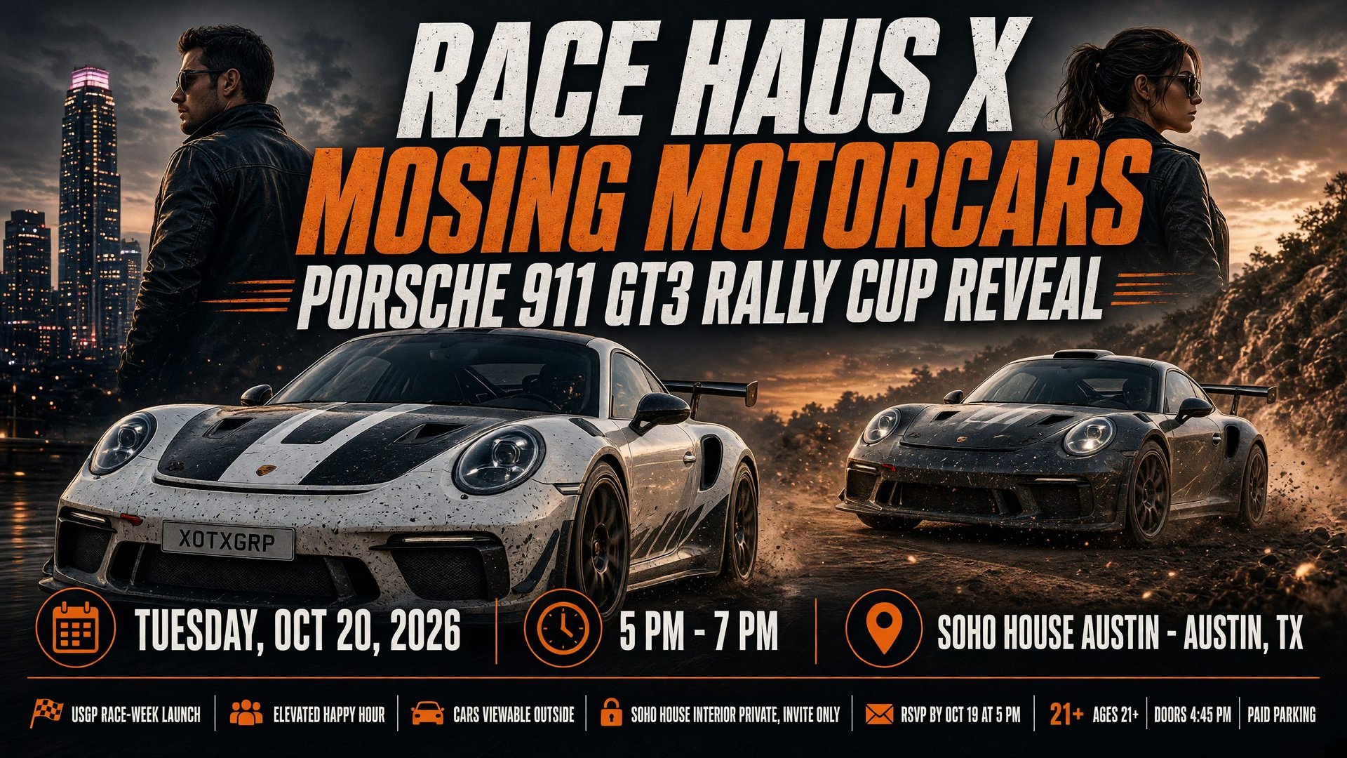Race Haus X Mosing Motorcars Porsche 911 GT3 Rally Cup Reveal October 20 2026 Austin TX